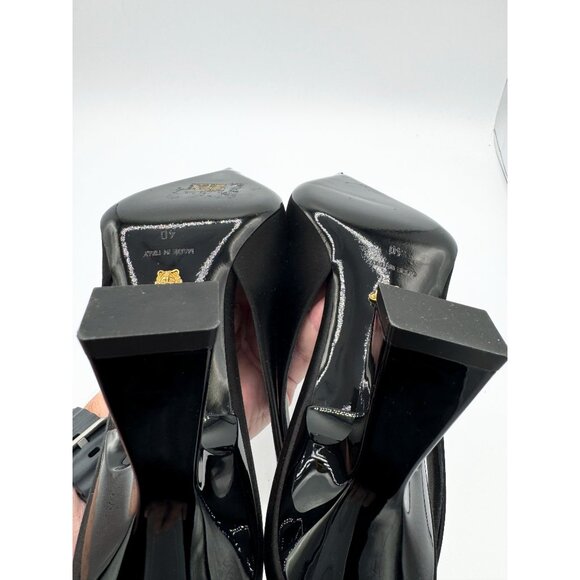 Versace Crystal Medusa Black Satin Slingback Pumps - Picture 7 of 10